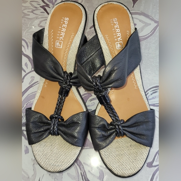 Sperry Top-Sider Sandals "Shoreham" Black Leather Straps Size 6.5M - Picture 2 of 5